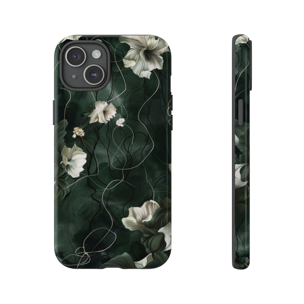 Donkergroene Bloemenranken met Glanzende Afwerking