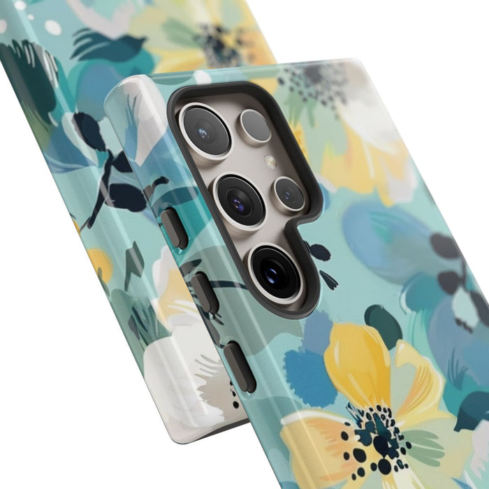 Turquoise Bloemenpatroon met Stippen