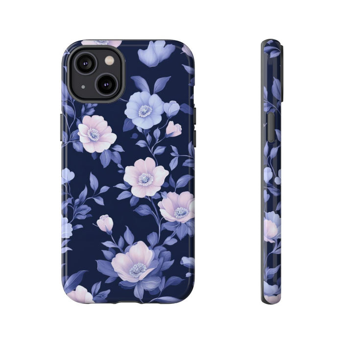 Elegant Blauw-Roze Bloemenpatroon