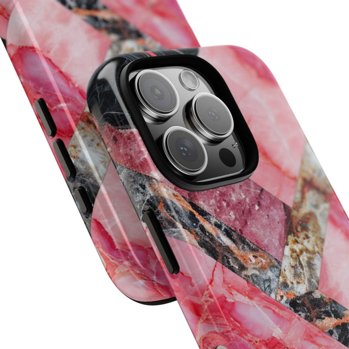 Roze en Zwart Geometrisch Marmerpatroon