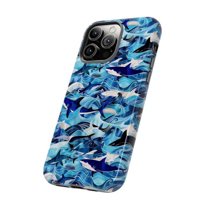 Blauwe Oceaangolven en Haaienpatroon