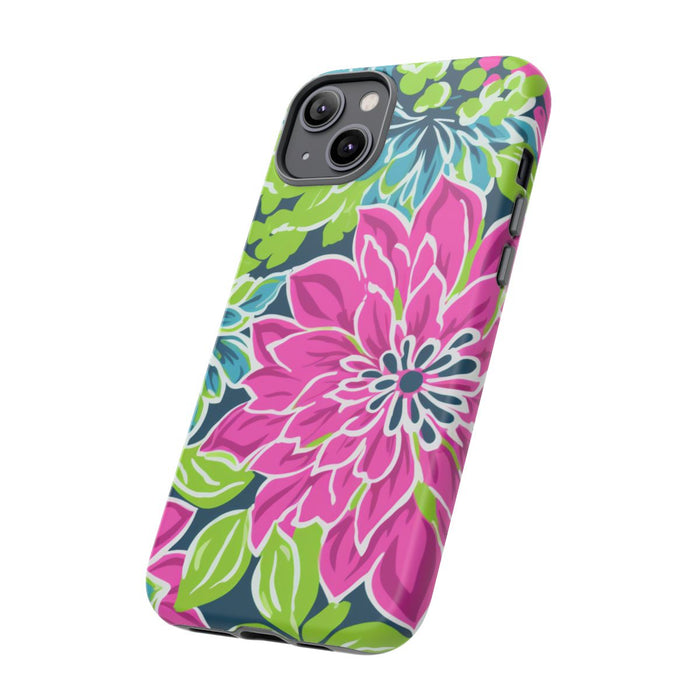 Vrolijk Bloemenpatroon met Roze en Blauwe Bloemen