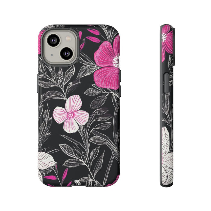 Roze en Witte Bloemenprint