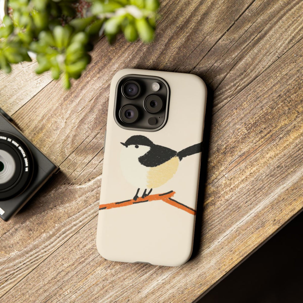 Minimalistische Vogelillustratie op Tak