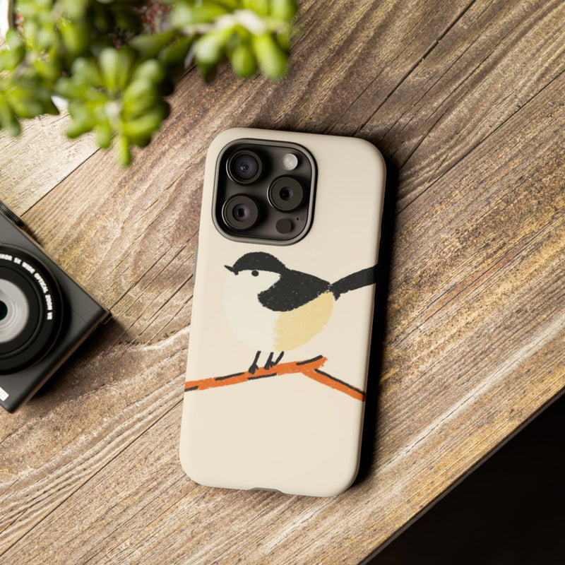 Minimalistische Vogelillustratie op Tak