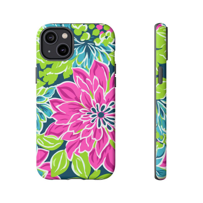 Vrolijk Bloemenpatroon met Roze en Blauwe Bloemen