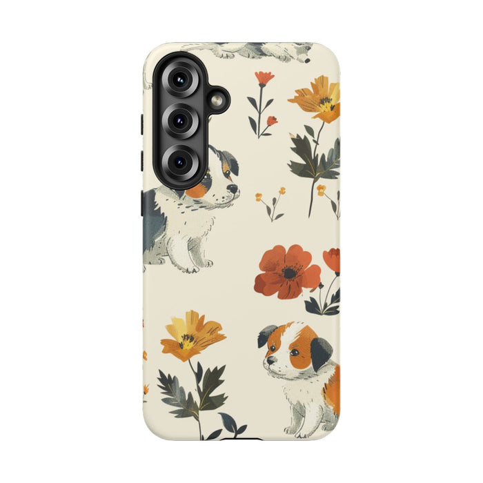 Schattige Puppy’s en Bloemenpatroon