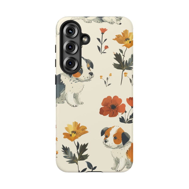 Schattige Puppy’s en Bloemenpatroon