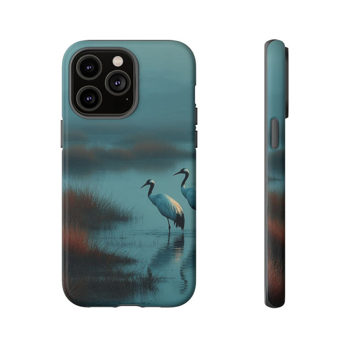 Twee Kraanvogels in Mistig Moeras