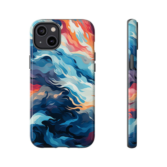 Abstracte Oceaangolven met Vurige Kleuren
