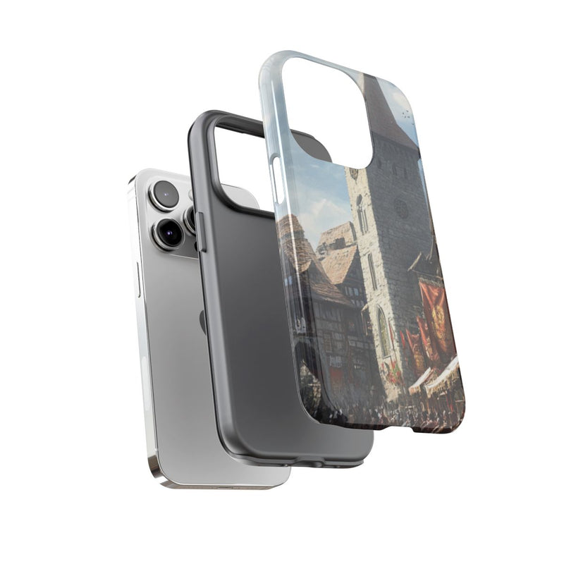 Middeleeuws Europees Dorpsstraat Tafereel