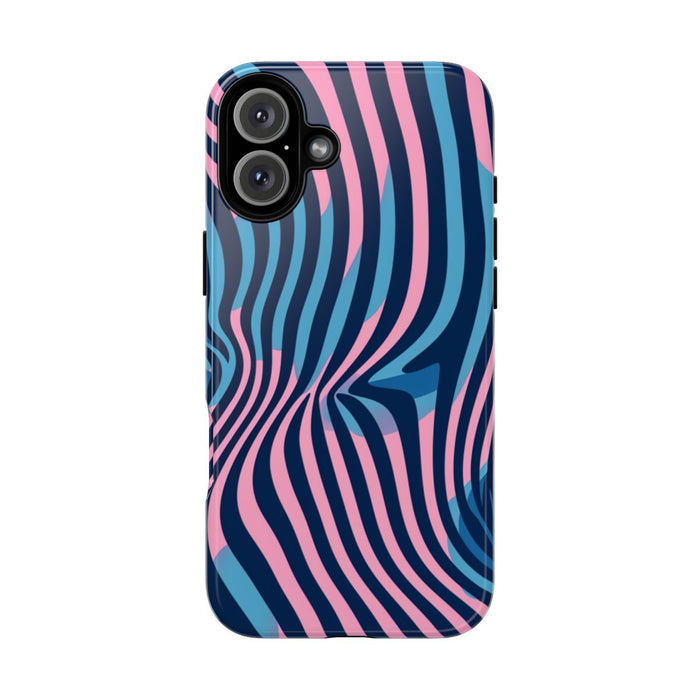 Golvend Blauw-Roze Optische Illusiepatroon
