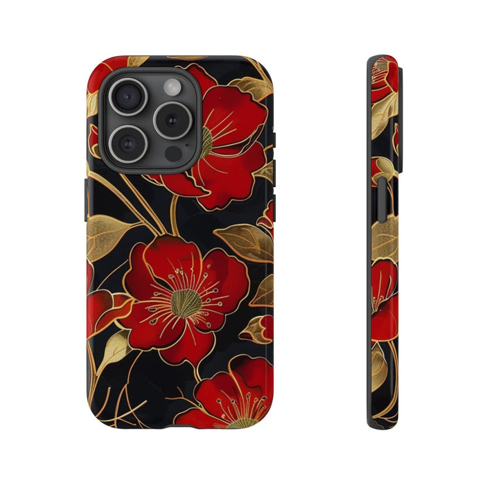 Rood-Gouden Bloemenpatroon