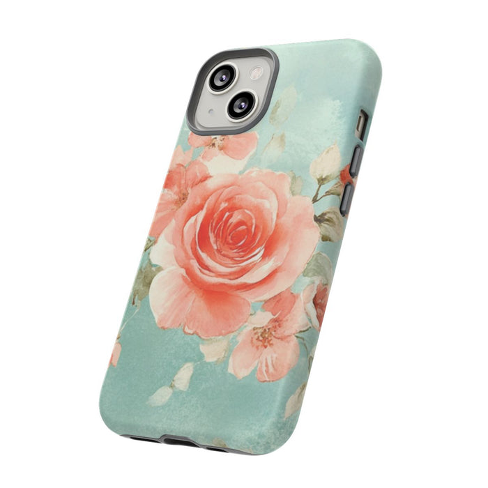 Aquarel Roze Rozen op Turquoise Achtergrond