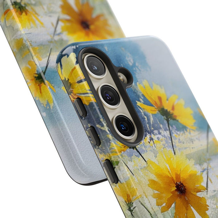 Gele Zonnebloemen in Pastelkleurig Landschap