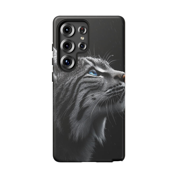 Zwart-Witte Lynx met Blauwe Ogen