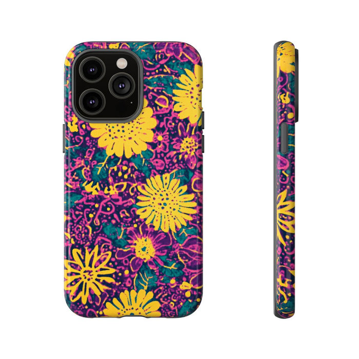 Gele en Paarse Bloemenprint