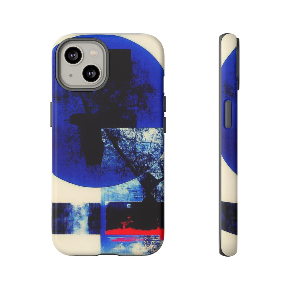 Abstracte Blauwe en Zwarte Geometrische Kunst