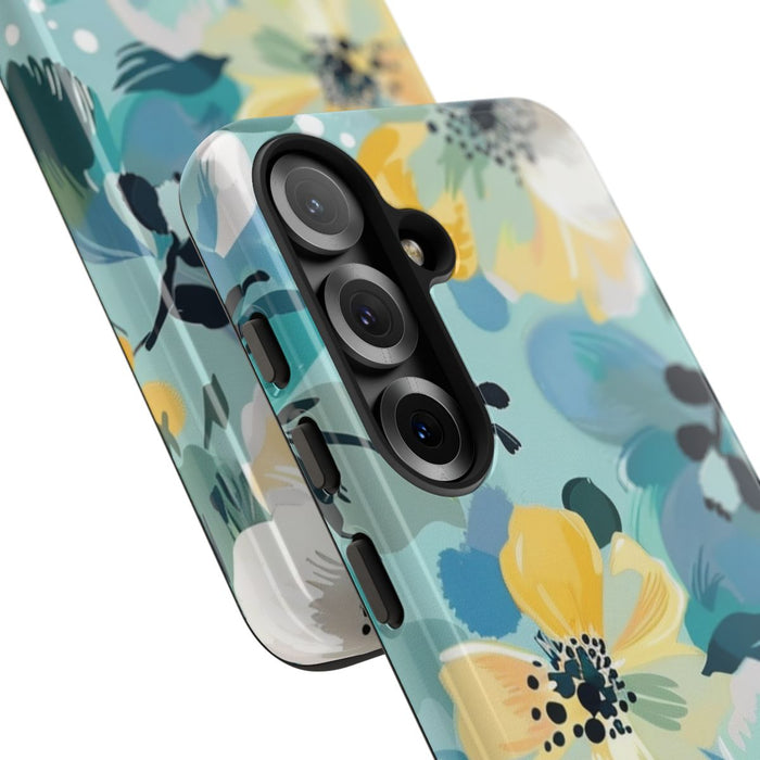 Turquoise Bloemenpatroon met Stippen