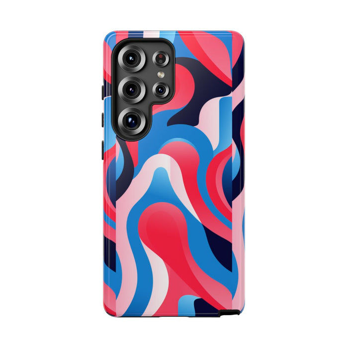 Blauw-Rood Abstract Golvend Patroon