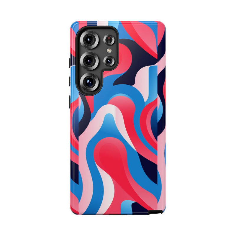 Blauw-Rood Abstract Golvend Patroon