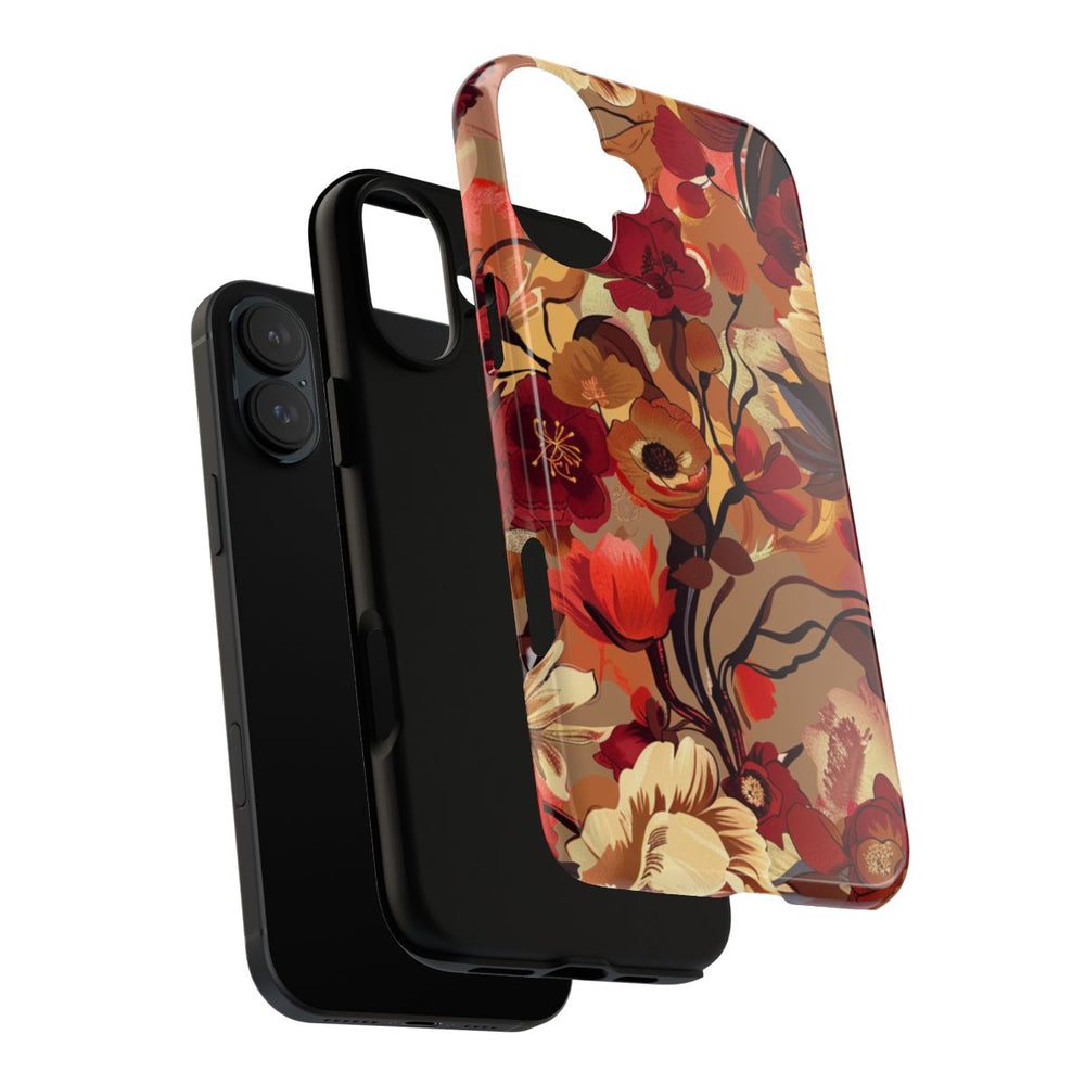 Warm Bloemenpatroon met Bourgondische en Oranje Kleuren