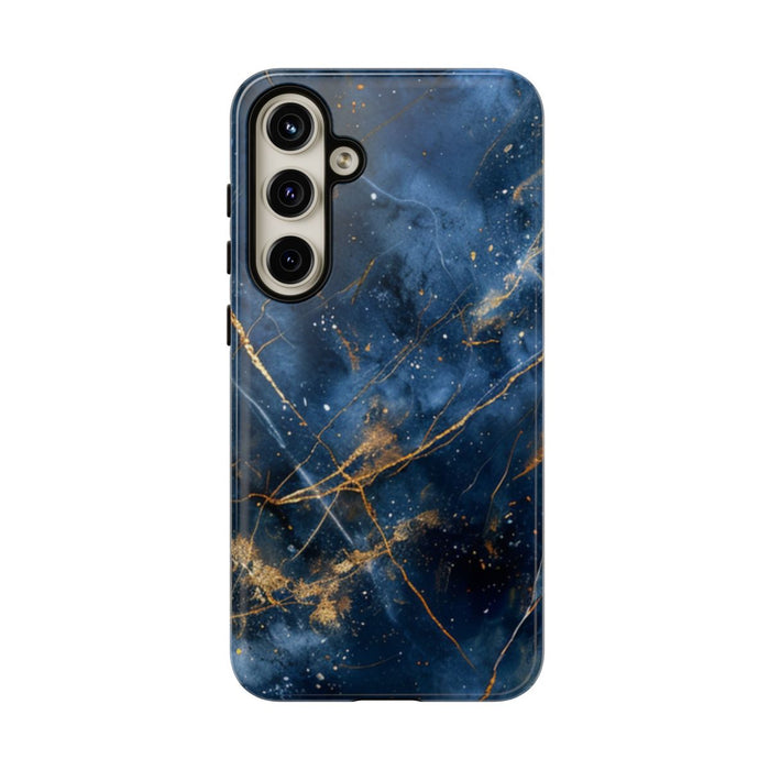 Blauw Marmerpatroon met Gouden Adering