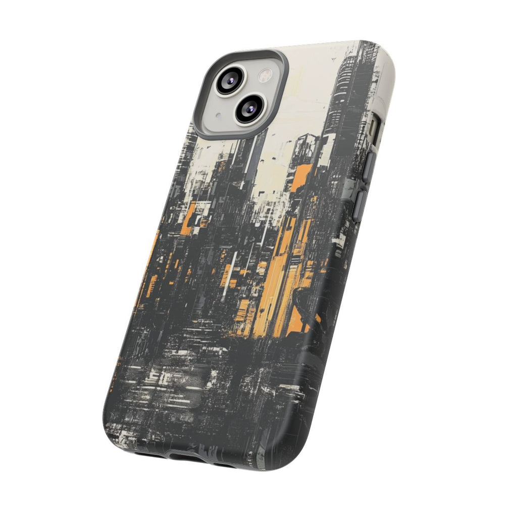 Abstracte Stadsgezicht in Zwart en Oranje