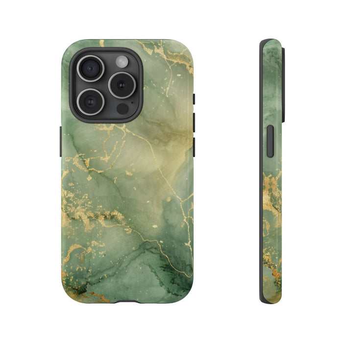 Groene en Gouden Marmer Abstract