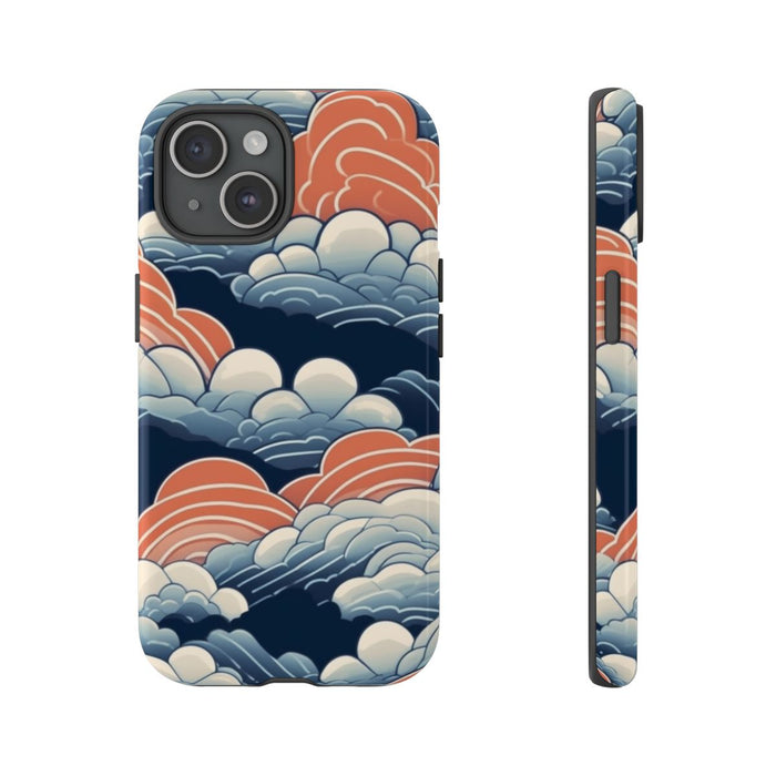 Gestileerd Wolkenpatroon in Blauw en Oranje