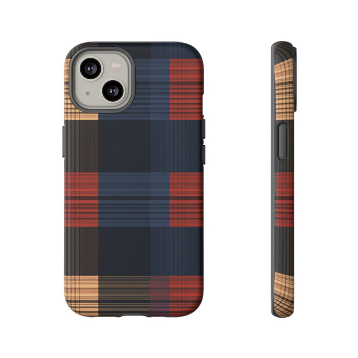 Caramel en Donkerblauw Geruit Patroon