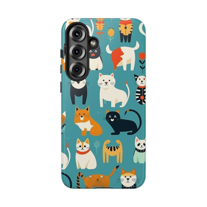 Kleurrijk Kattenpatroon op Glanzend Stevig Hoesje