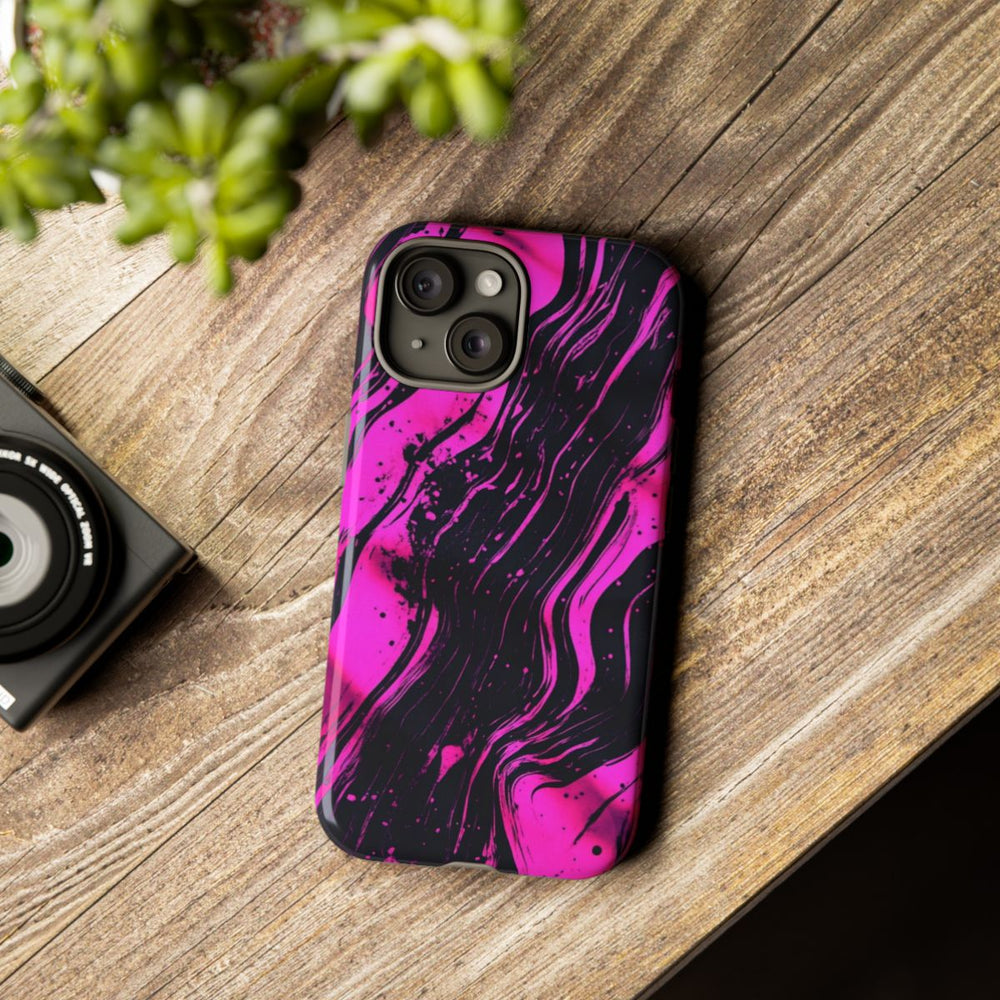 Neonroze en Zwart Abstract Patroon