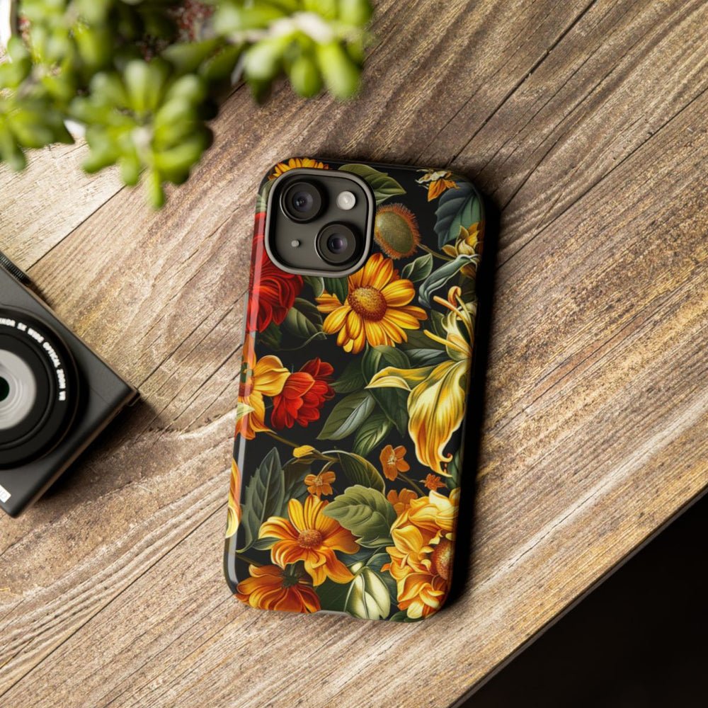 Vrolijk Gele en Rode Bloemenprint