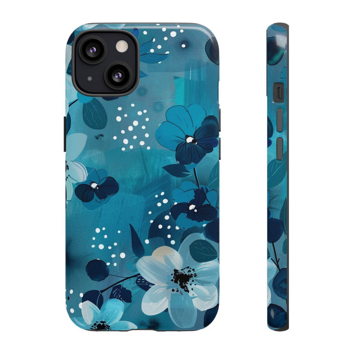 Turquoise Bloemenpatroon met Stippen