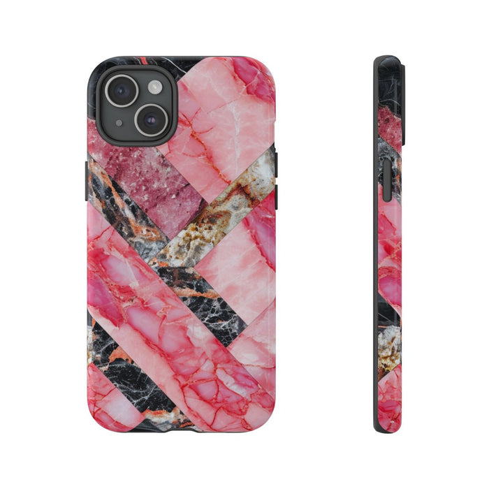 Roze en Zwart Geometrisch Marmerpatroon