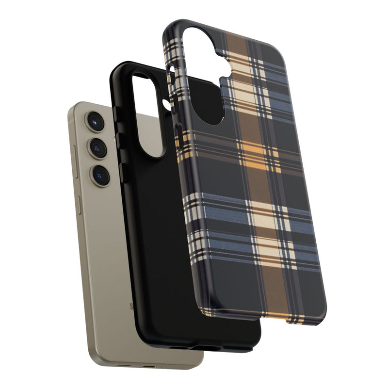Caramel en Donkerblauw Geruit Patroon