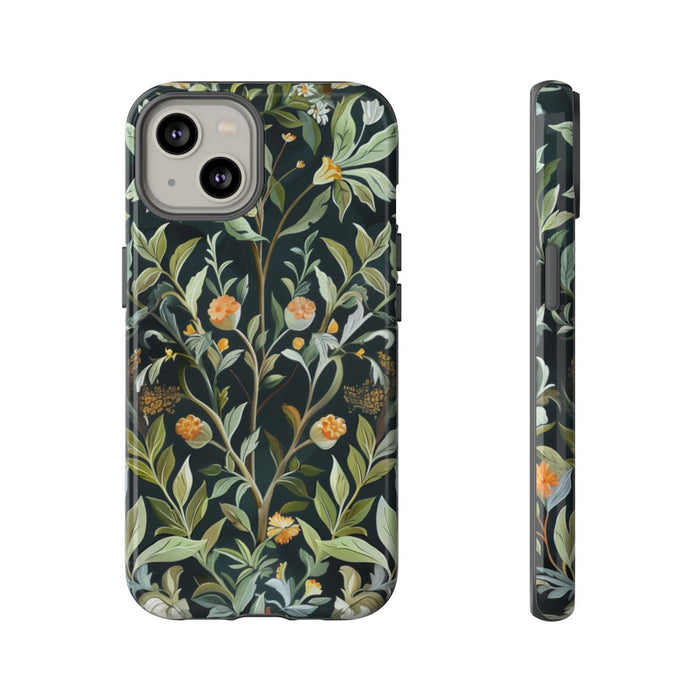 Gedetailleerde Botanische Illustratie met Oranje Bloemen