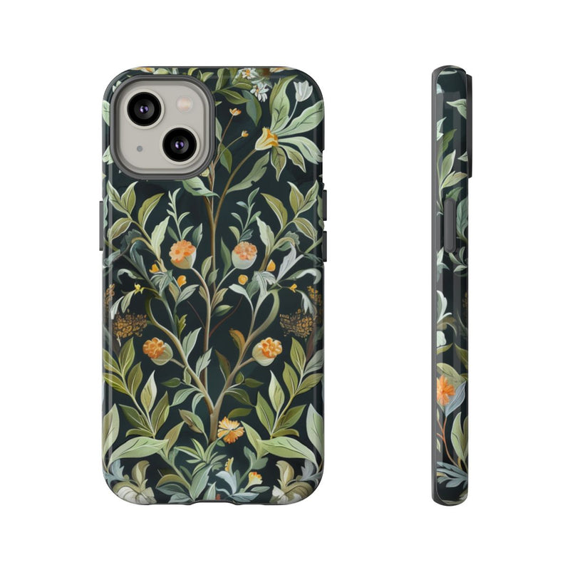 Gedetailleerde Botanische Illustratie met Oranje Bloemen