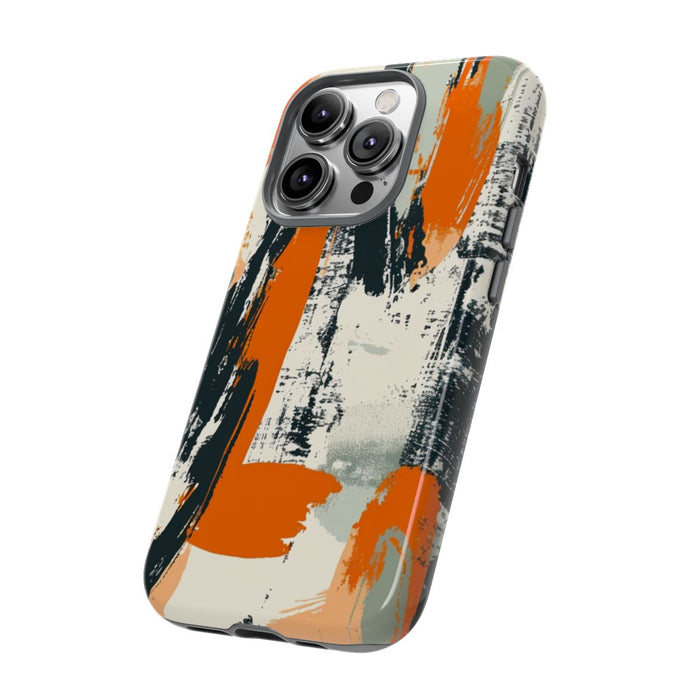 Abstract Oranje-Zwart Penseelstrepenpatroon