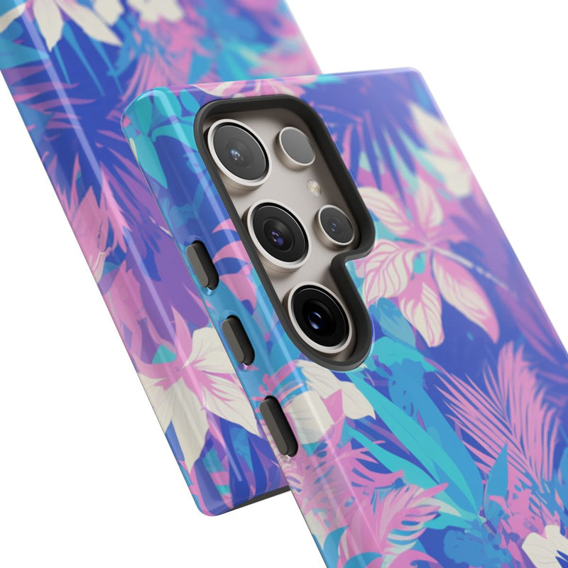 Tropisch Bloemenpatroon in Paars en Cyaan