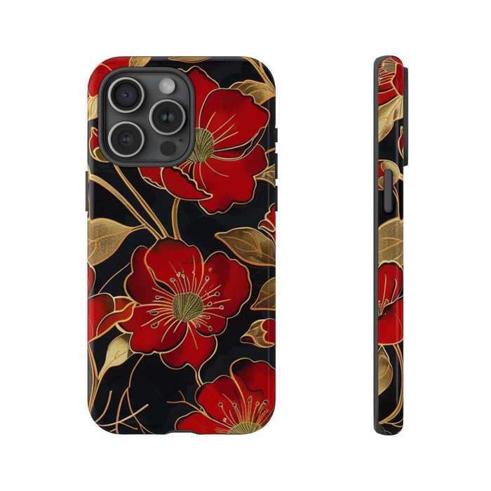 Rood-Gouden Bloemenpatroon