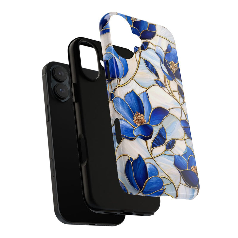 Blauw Gebloemd Glas-in-loodpatroon