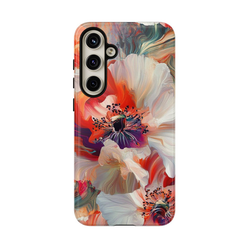 Abstracte Bloemmotieven in Rood en Wit