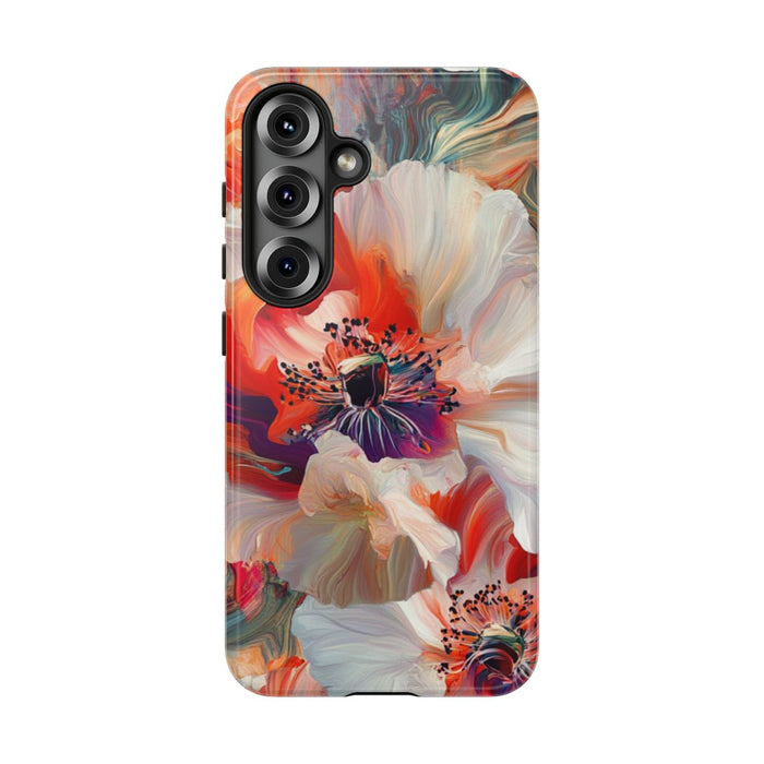 Abstracte Bloemmotieven in Rood en Wit