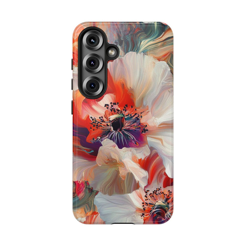 Abstracte Bloemmotieven in Rood en Wit
