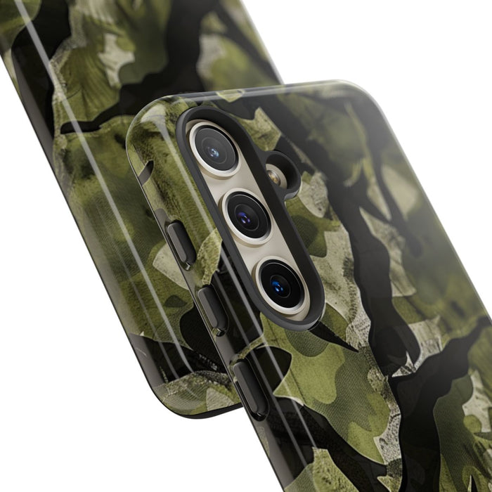 Groen Camouflagepatroon met Zwarte Abstracte Vormen