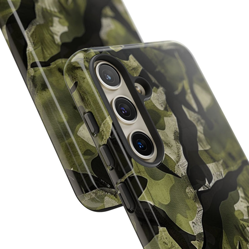 Groen Camouflagepatroon met Zwarte Abstracte Vormen