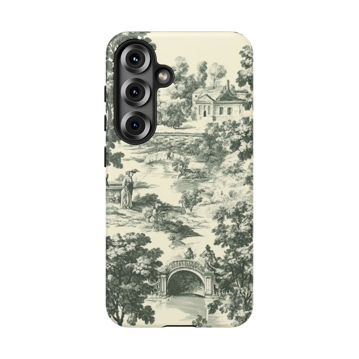 Klassiek Landelijk Toile-Patroon met Bomen en Historische Taferelen