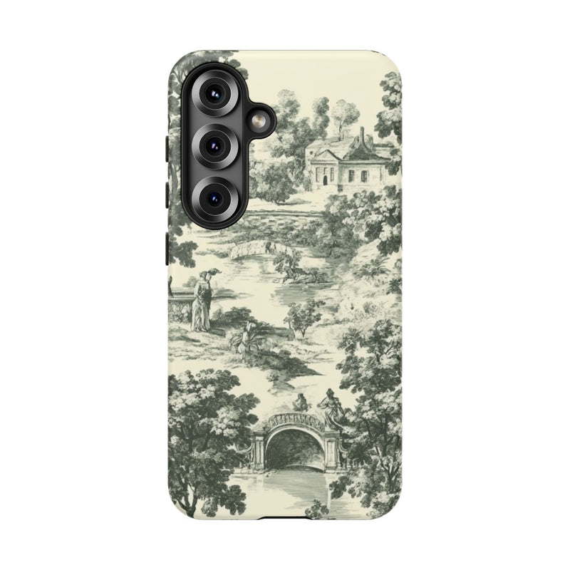 Klassiek Landelijk Toile-Patroon met Bomen en Historische Taferelen
